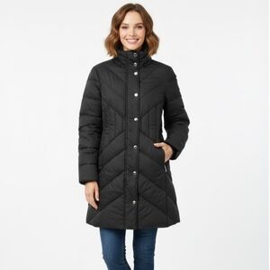 LONDON FOG Women's Black Down Fill Blend Quilted Winter Puffer Coat Size‎ Medium